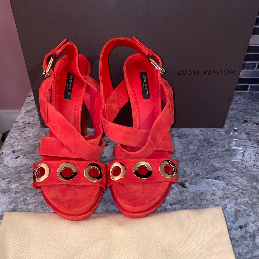 Louis Vuitton Red Platform Sandal Never Worn 7.5